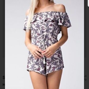 Meadow Floral Print Off Shoulder Romper